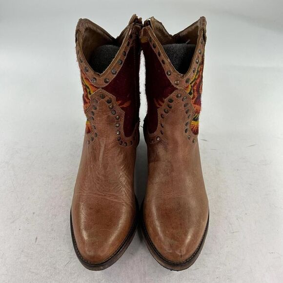 Steve Madden Swaret Ankle Boots IS 8 M Womens Brown Leather Aztec Western Boot - Picture 4 of 10